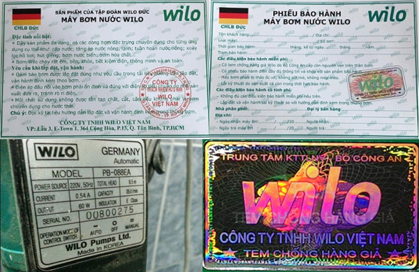 cách phân biệt máy bơm wilo chính hãng